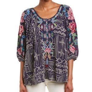 Johnny Was Embroidered Trista Blouse Size Small